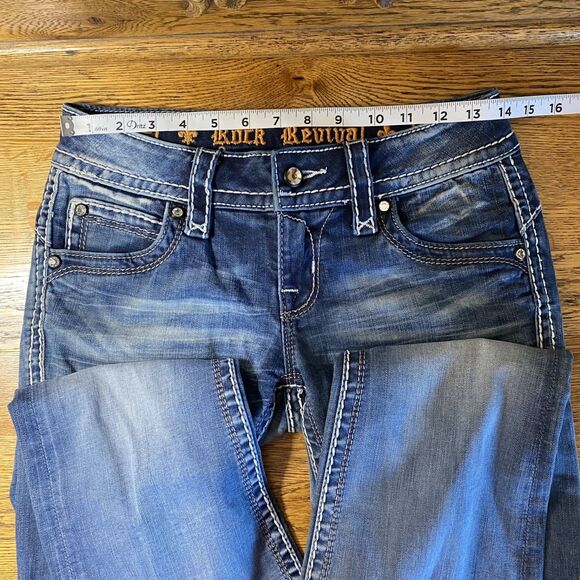 Rock Revival Womens Adele Boot Jeans Size 26 Blue Stretch Pocket Details *flaw* - Picture 13 of 16